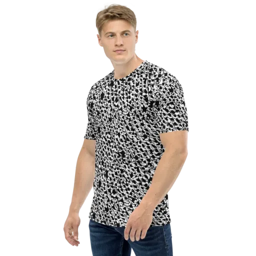 Ink Shatter on a Men's Crew Neck T-Shirt