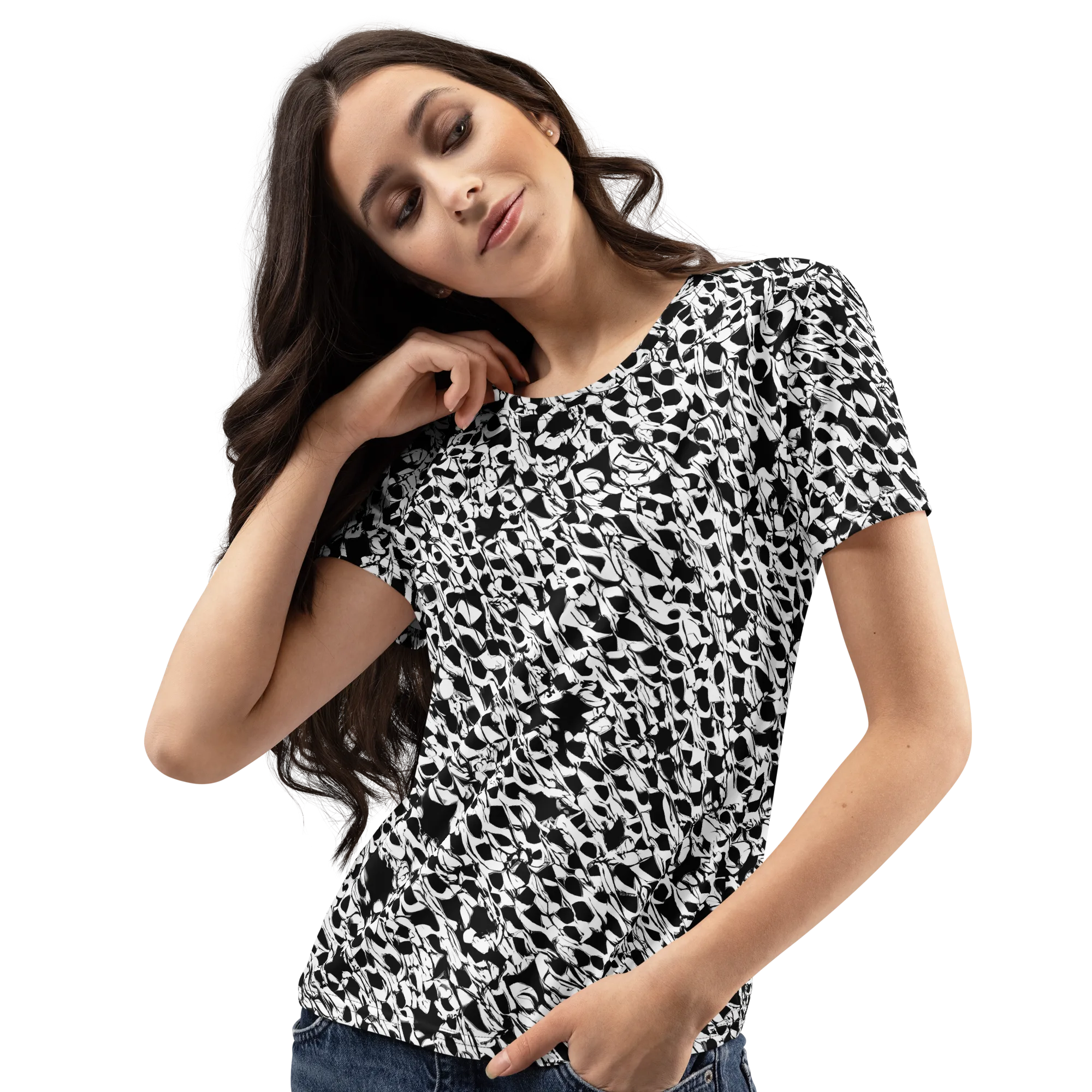 Ink Shatter on Women's Crew Neck T-Shirt — Left Front