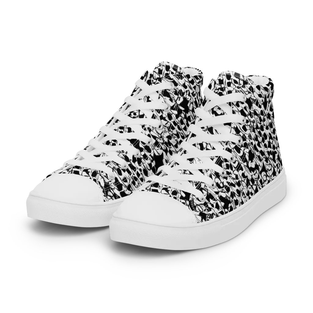 Ink Shatter on Women's High Top Canvas Shoes — Left Front