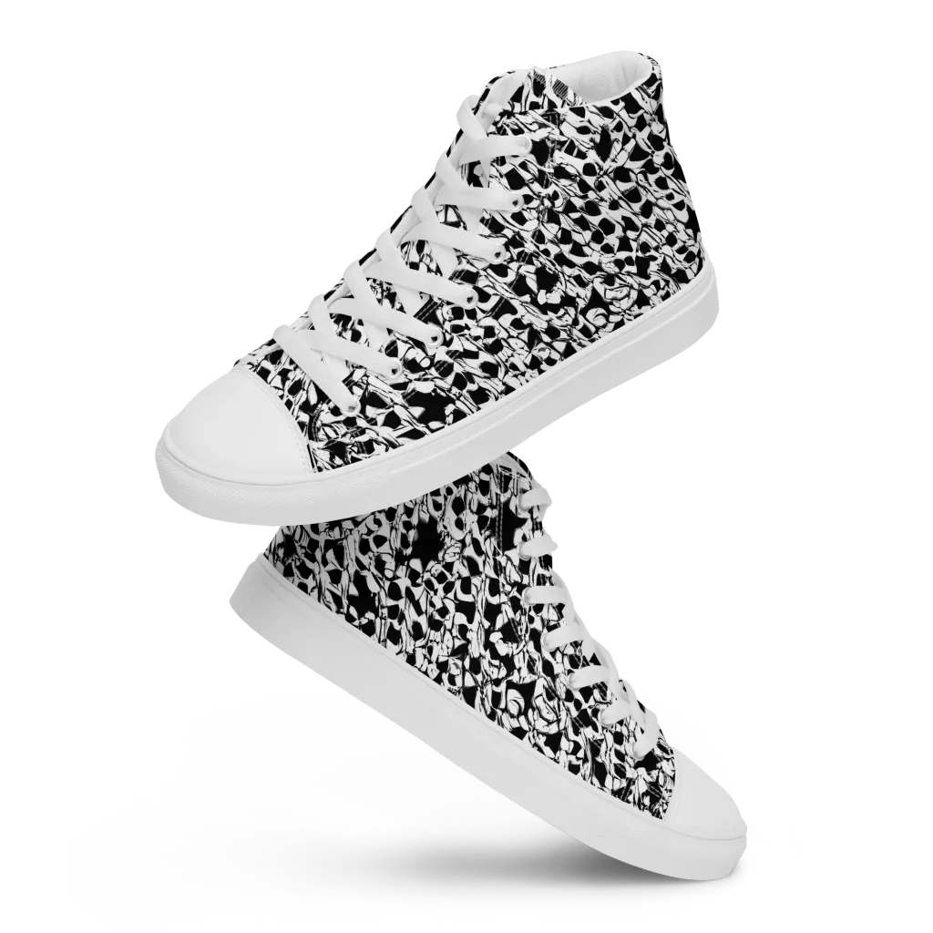 Ink Shatter on Women's High Top Canvas Shoes — Front