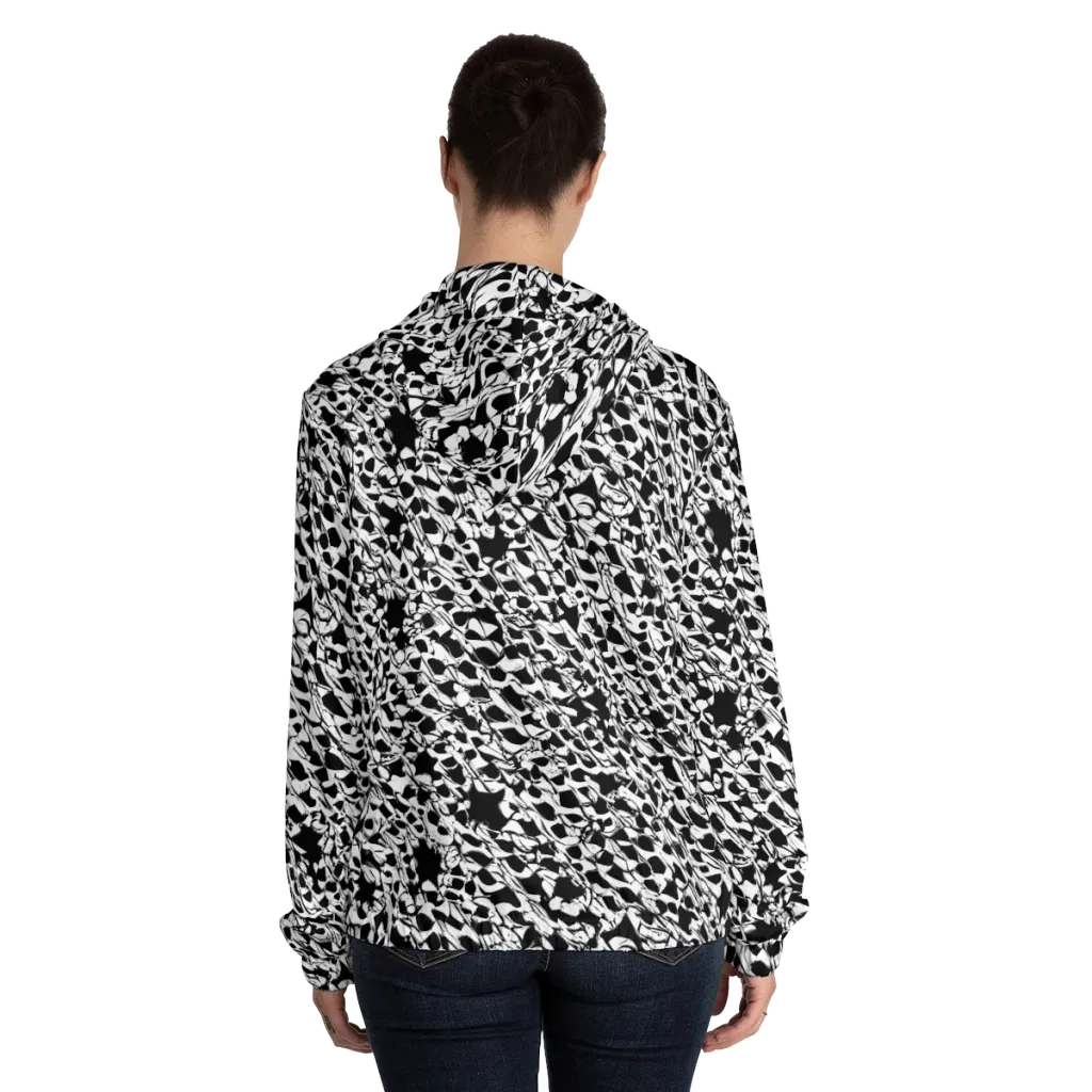 Ink Shatter on Women's Full-Zip Hoodie — Back On Person