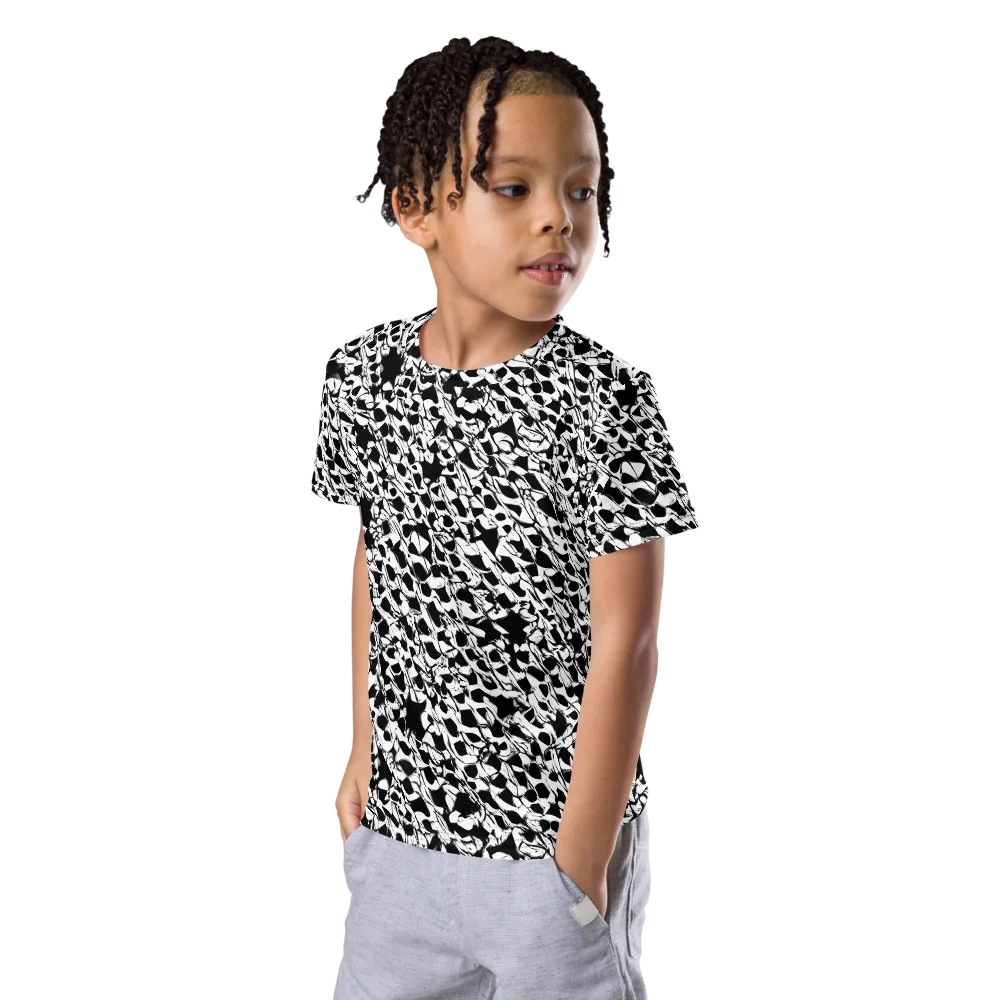 Ink Shatter on Kids Crew Neck T-Shirt — Left Front