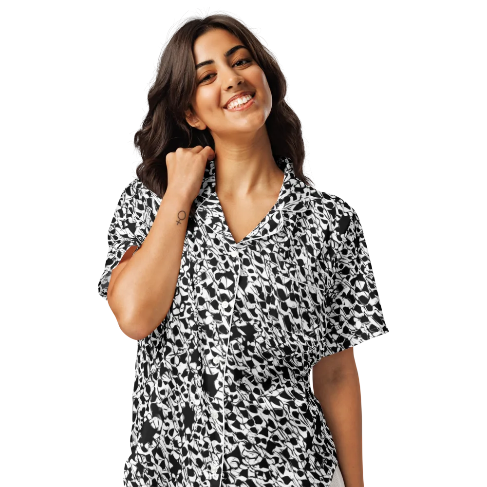 Ink Shatter on Women's Short Sleeve Pajama Top — Front