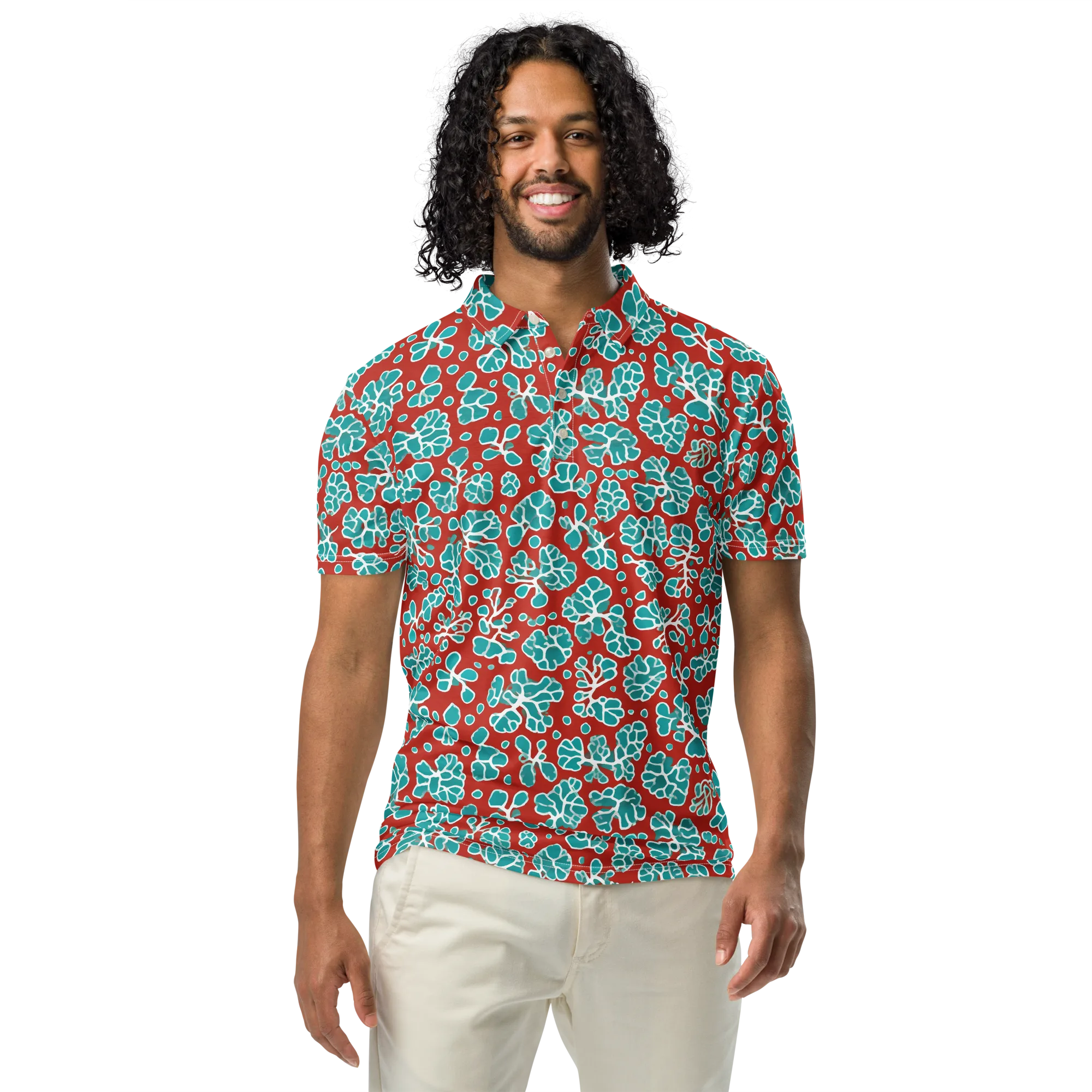 Vermilion Reef on Men's Slim Fit Polo Shirt — Front