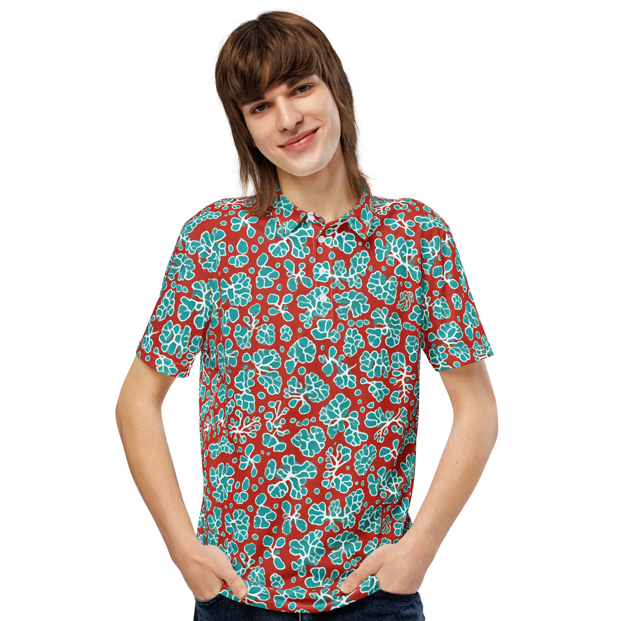Vermilion Reef on Men's Slim Fit Polo Shirt — Front