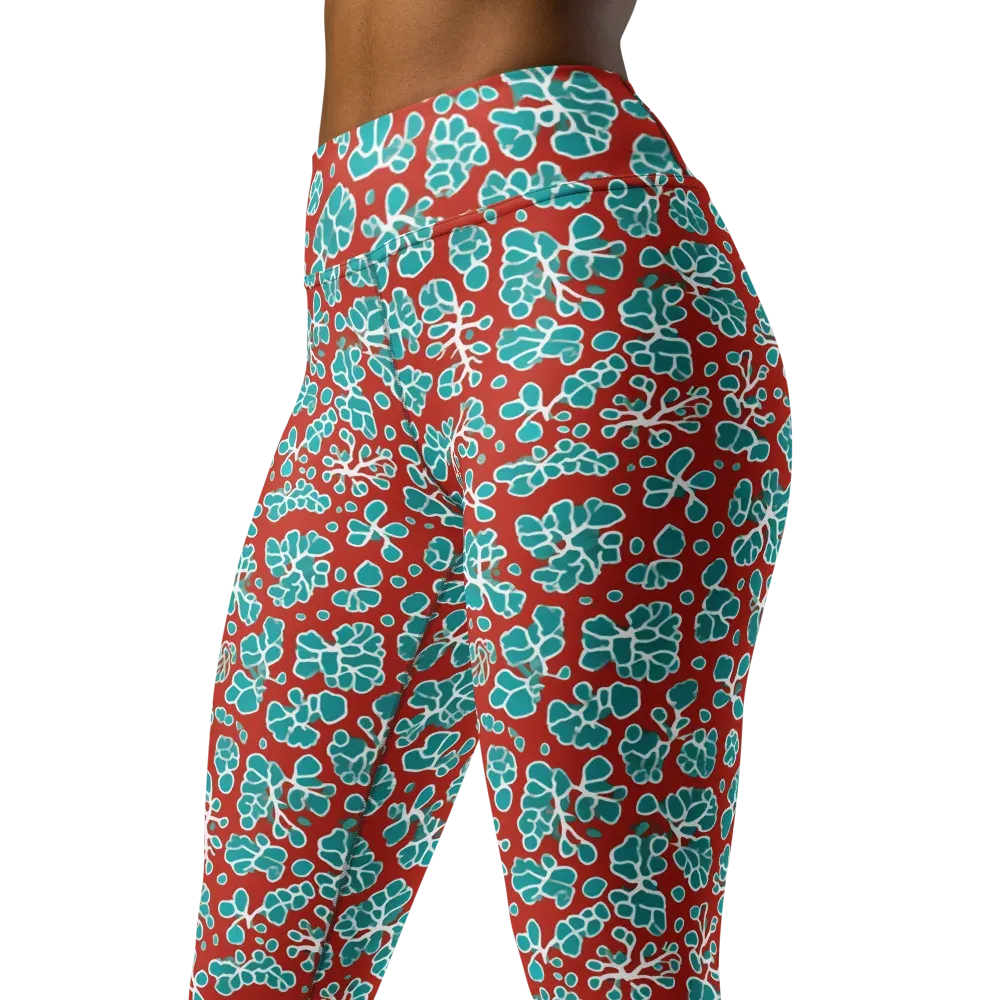 Vermilion Reef on Yoga Leggings — Left Front
