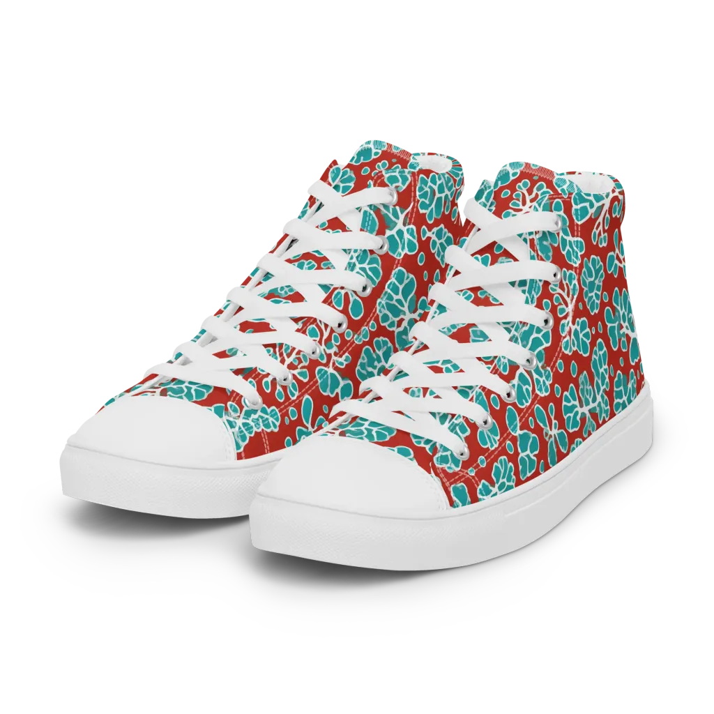 Vermilion Reef on Women's High Top Canvas Shoes — Left Front
