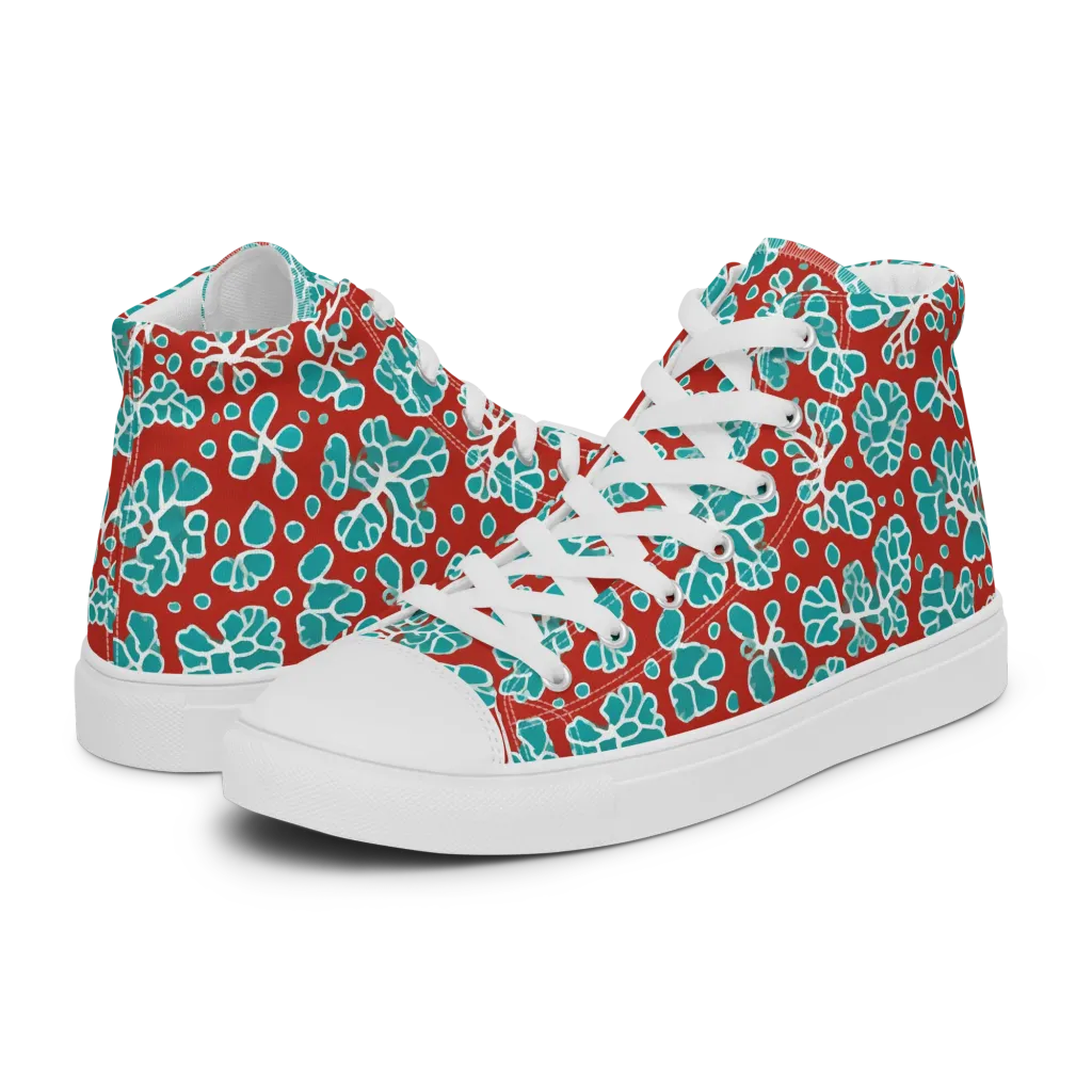 Vermilion Reef on Women's High Top Canvas Shoes — Left