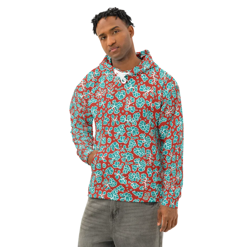 Vermilion Reef on Cotton Hoodie — Left Front