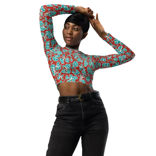 Vermilion Reef on a Long Sleeve Crop Top