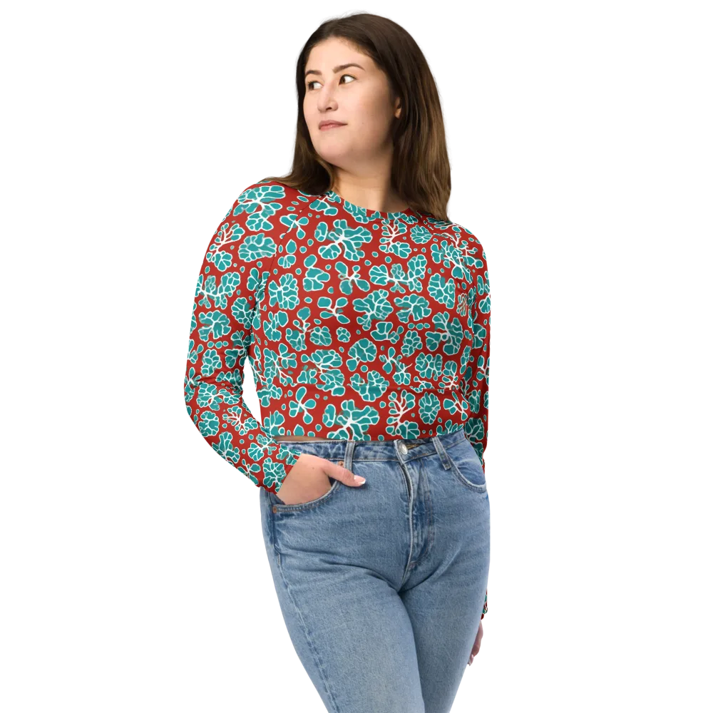 Vermilion Reef on Long Sleeve Crop Top — Front