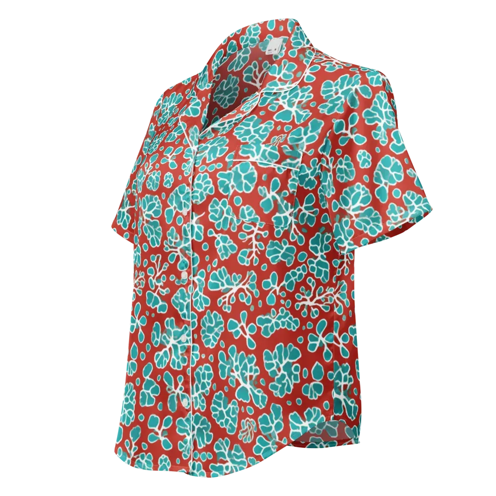 Vermilion Reef on Women's Short Sleeve Pajama Top — Left Front