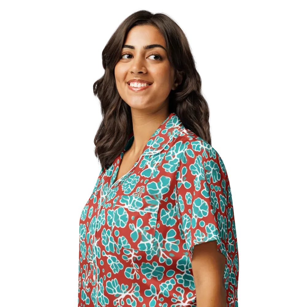 Vermilion Reef on Women's Short Sleeve Pajama Top — Left Front