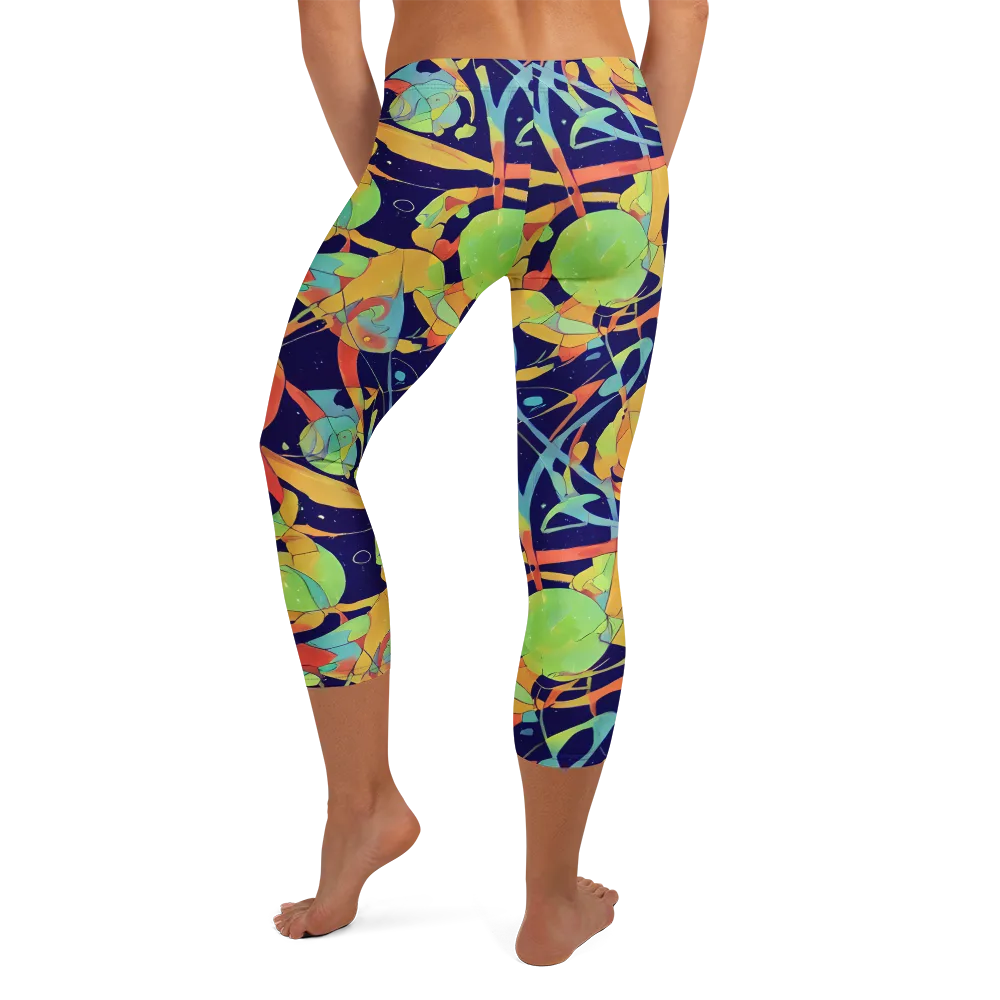 Solar Fronds on Capri Leggings — Back