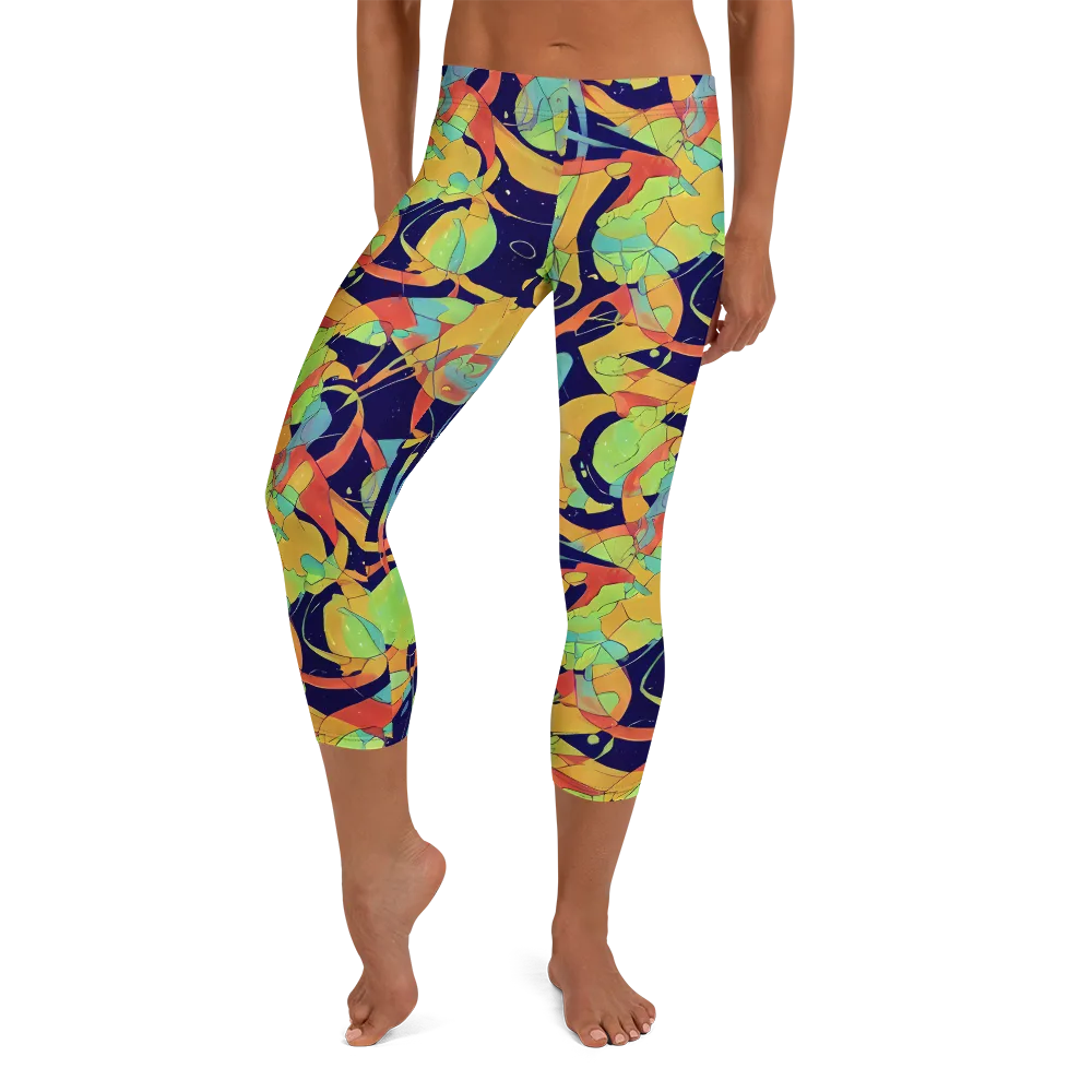 Solar Fronds on Capri Leggings — Front