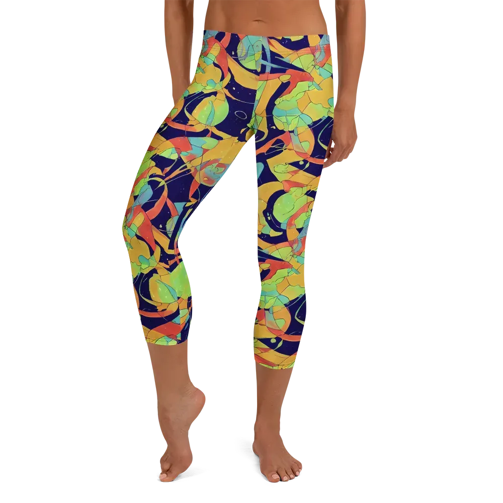 Solar Fronds on Capri Leggings — Front