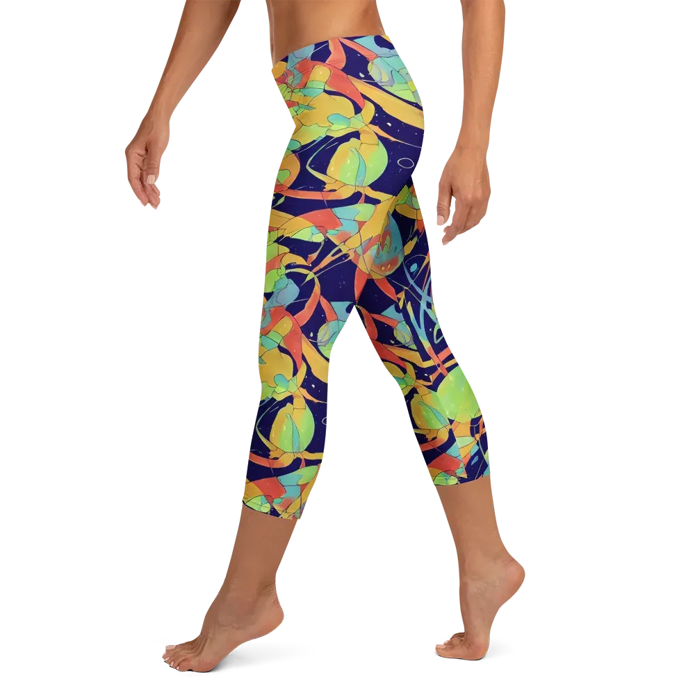 Solar Fronds on Capri Leggings — Left