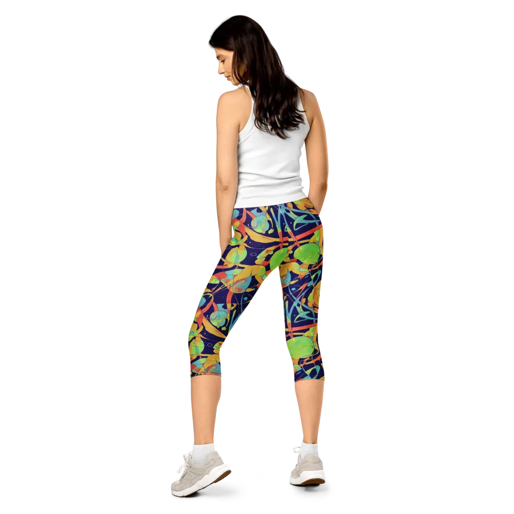 Solar Fronds on Capri Leggings — Back