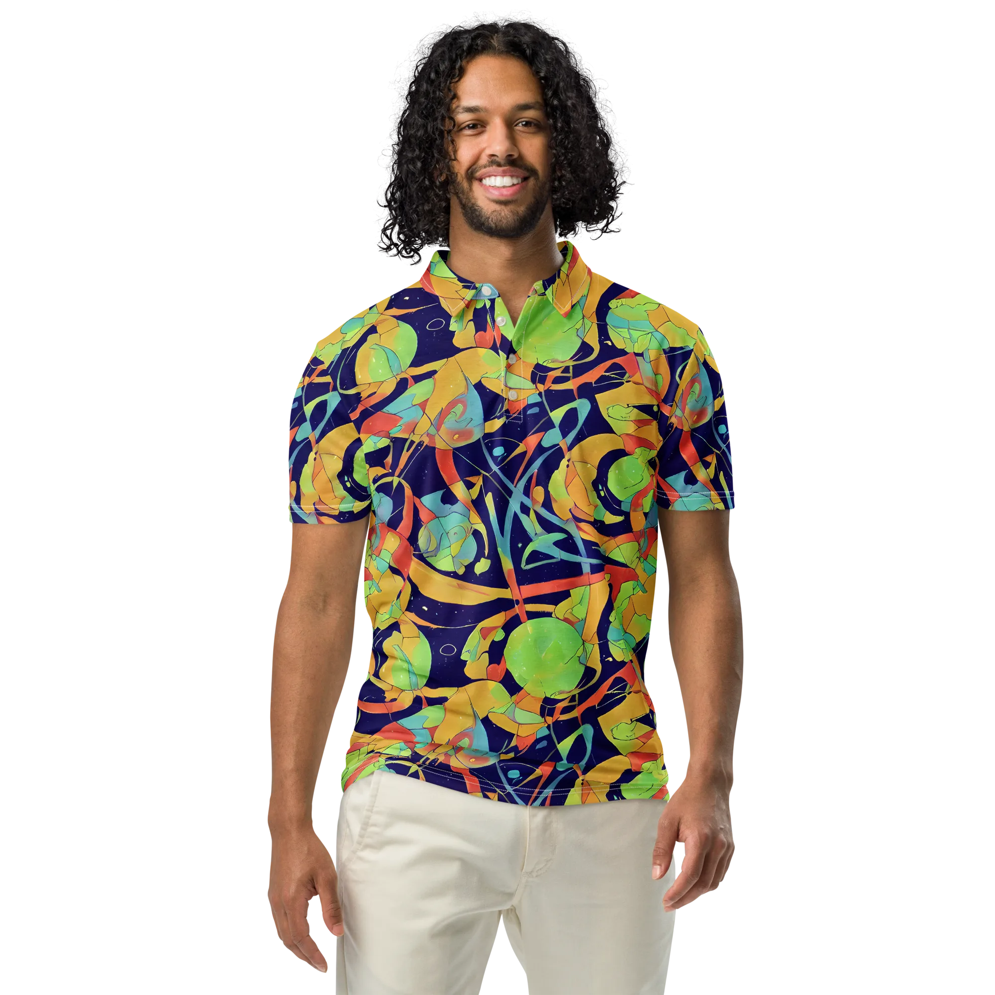 Solar Fronds on Men's Slim Fit Polo Shirt — Front