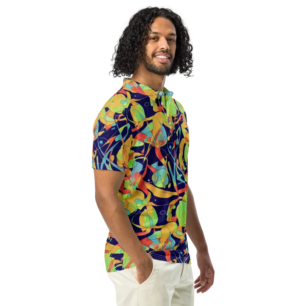 Solar Fronds on Men's Slim Fit Polo Shirt — Right Front