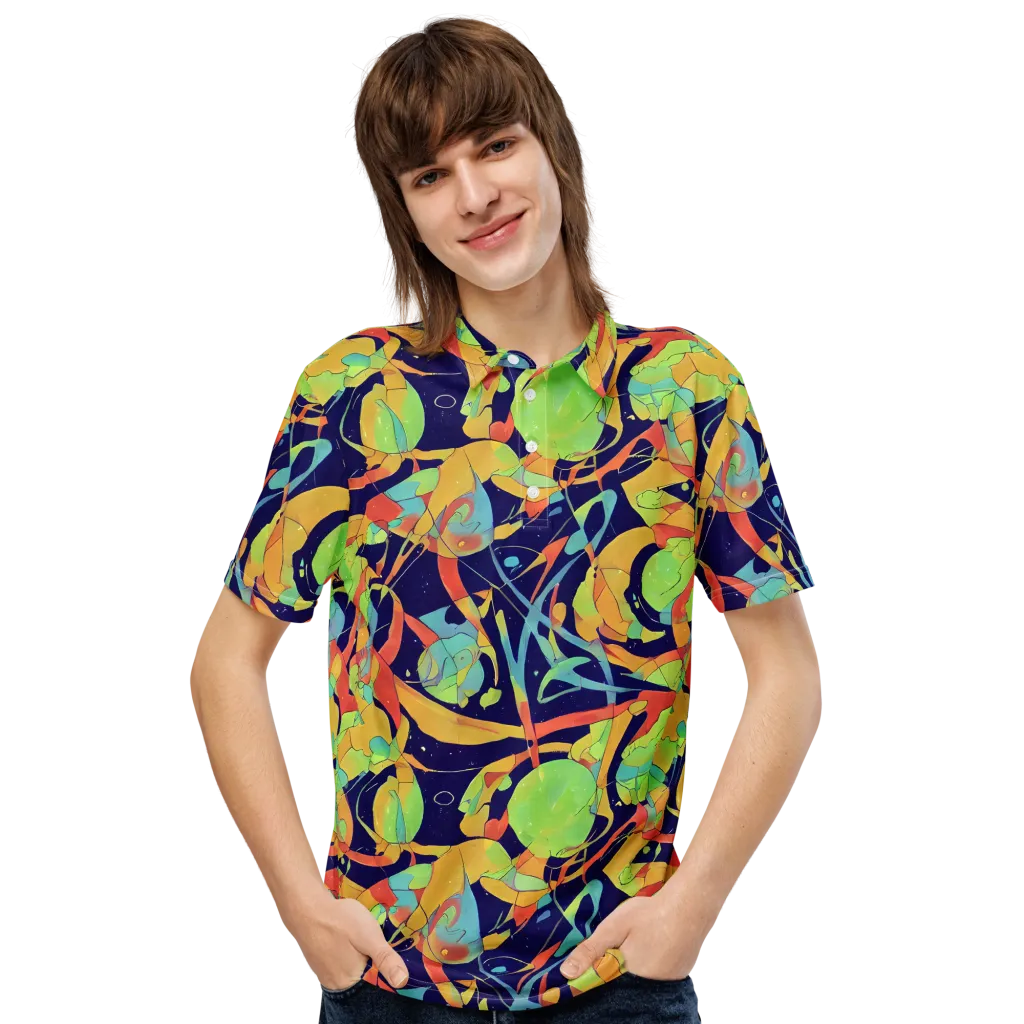 Solar Fronds on Men's Slim Fit Polo Shirt — Front