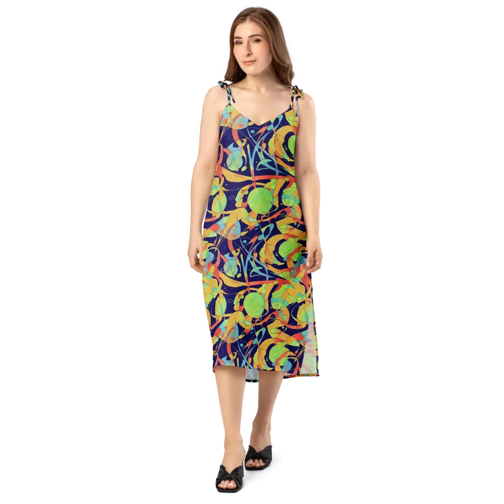 Solar Fronds on Slip Dress — Front