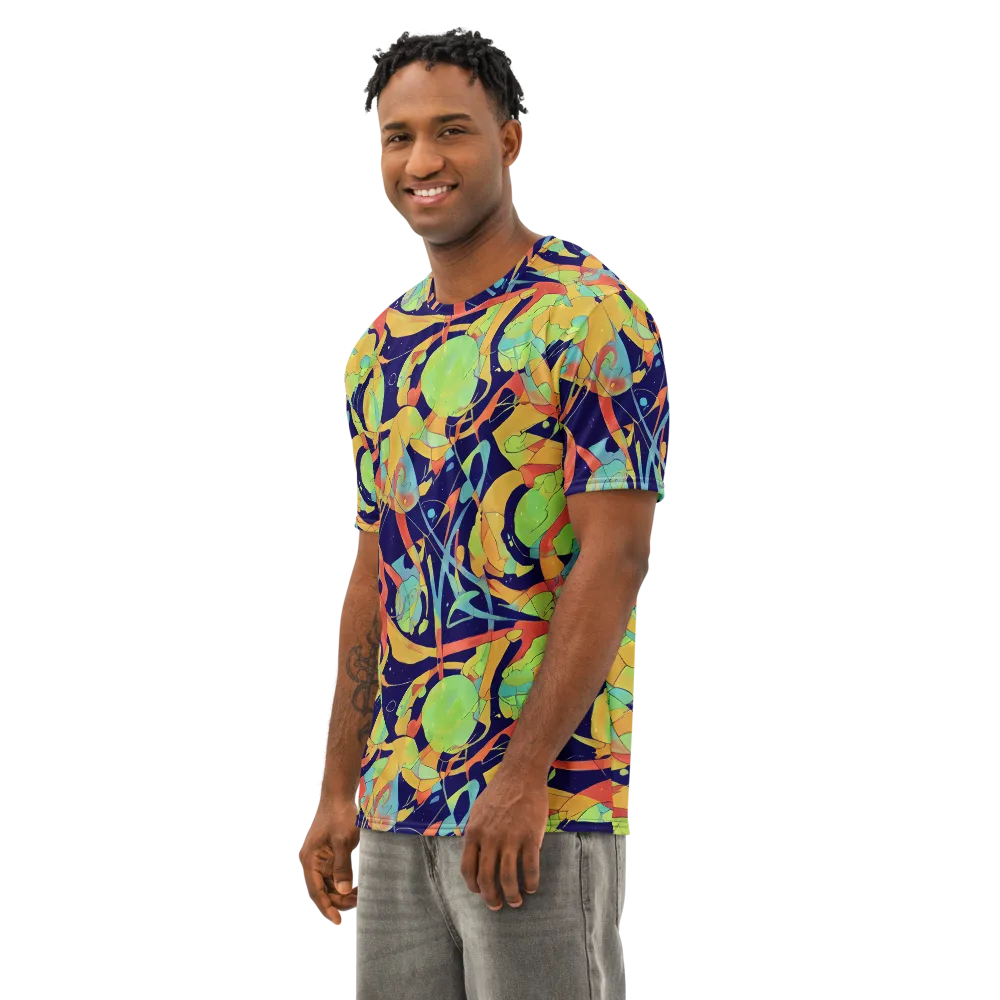 Solar Fronds on Men's Cotton Crew Neck T-Shirt — Left Front