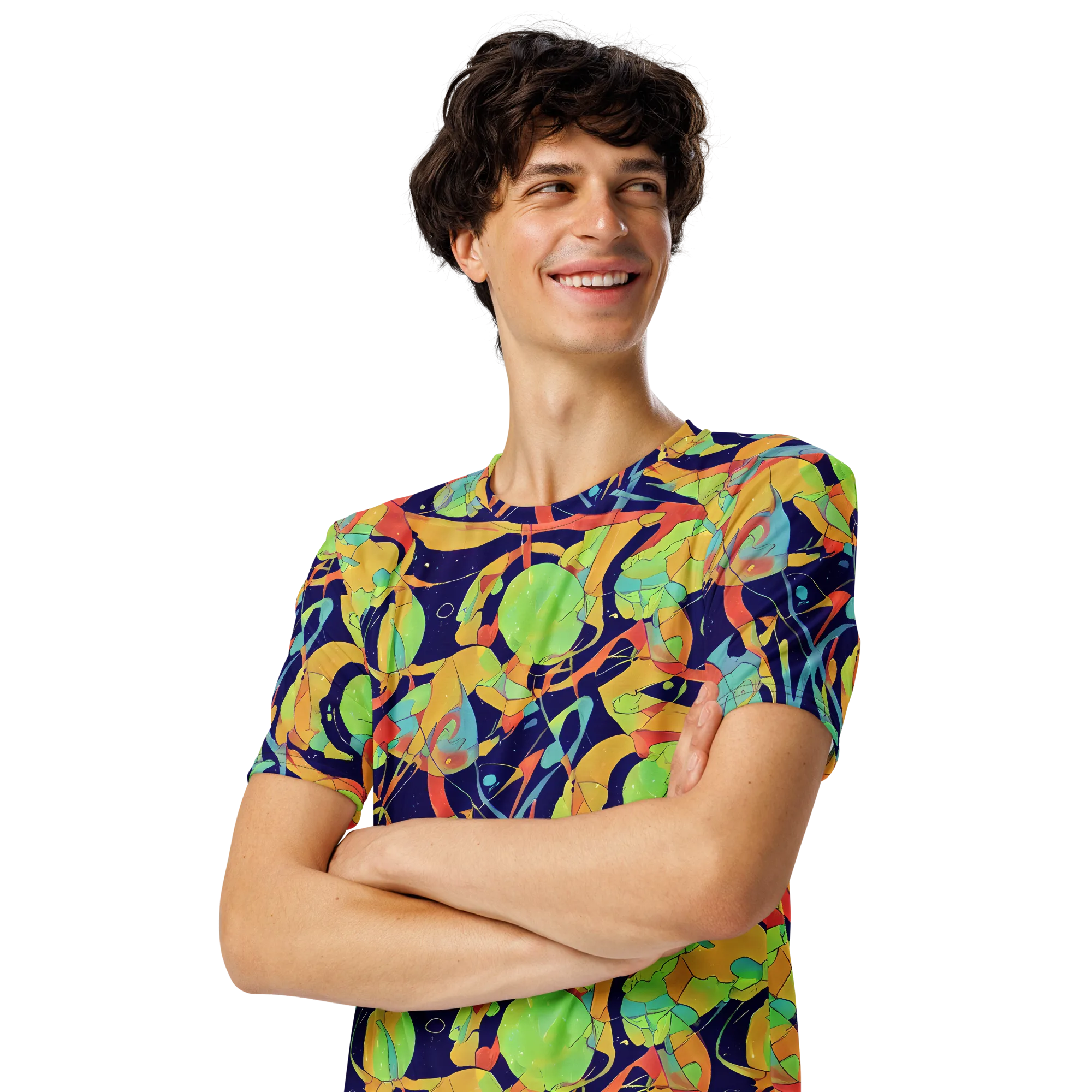 Solar Fronds on Men's Crew Neck T-Shirt — Left Front