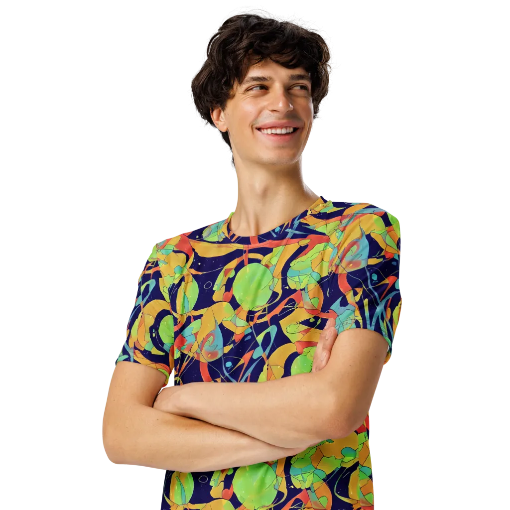 Solar Fronds on Men's Crew Neck T-Shirt — Left Front