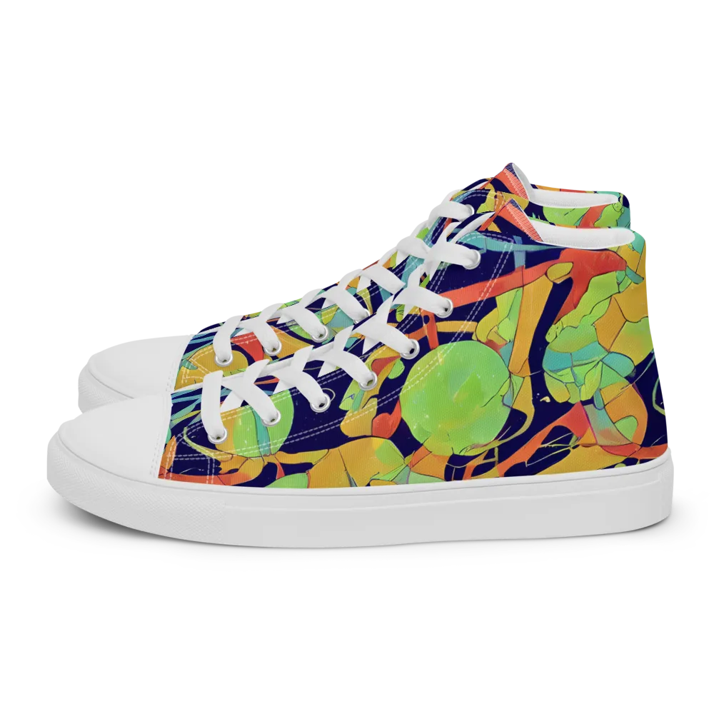 Solar Fronds on Men's High Top Canvas Shoes — Left