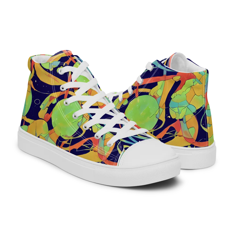 Solar Fronds on Men's High Top Canvas Shoes — Right