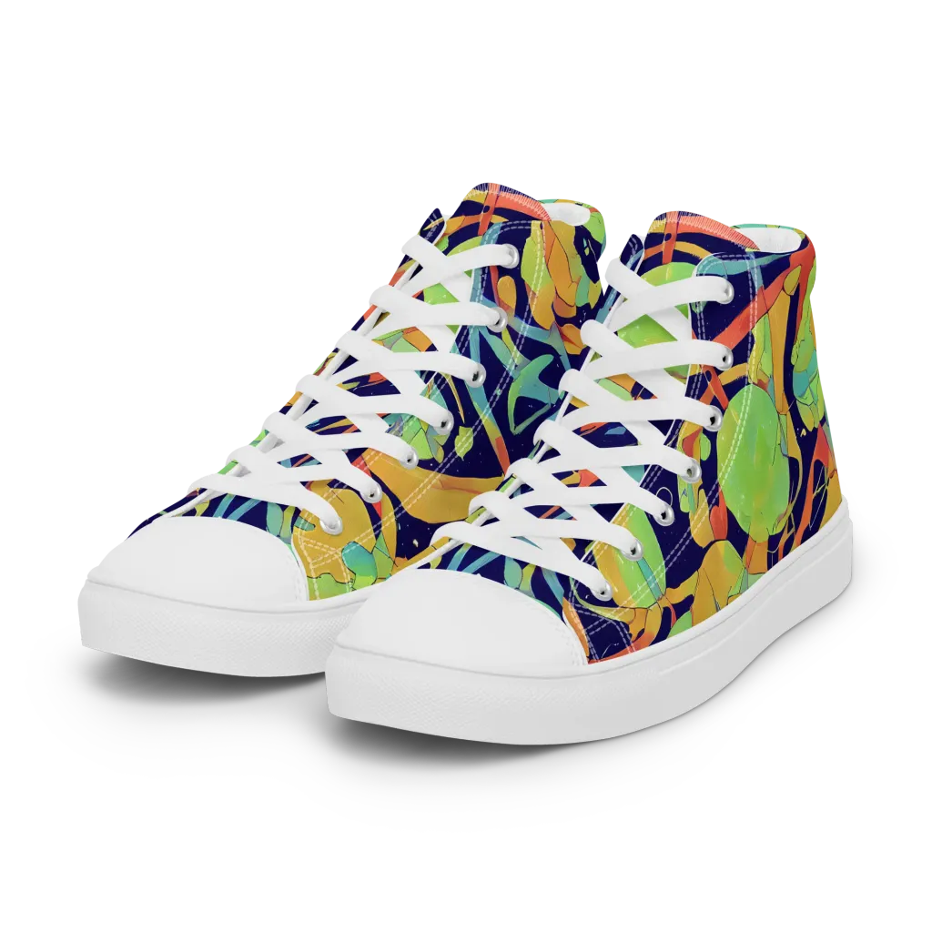 Solar Fronds on Women's High Top Canvas Shoes — Left Front