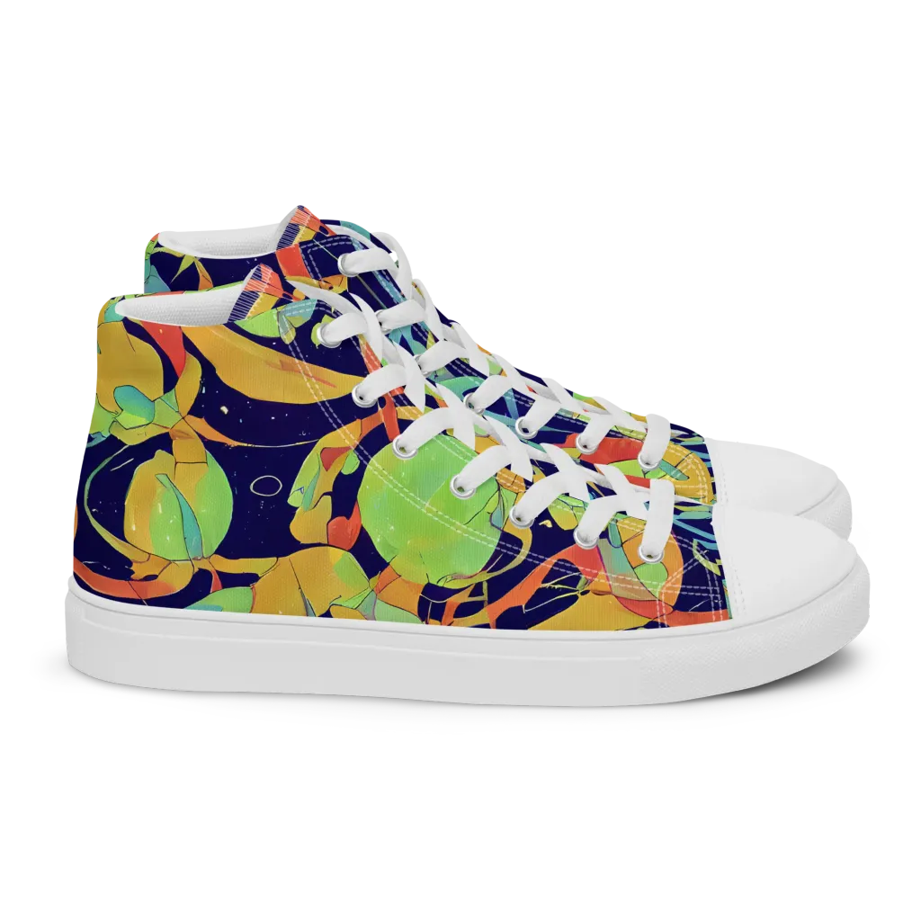 Solar Fronds on Women's High Top Canvas Shoes — Right