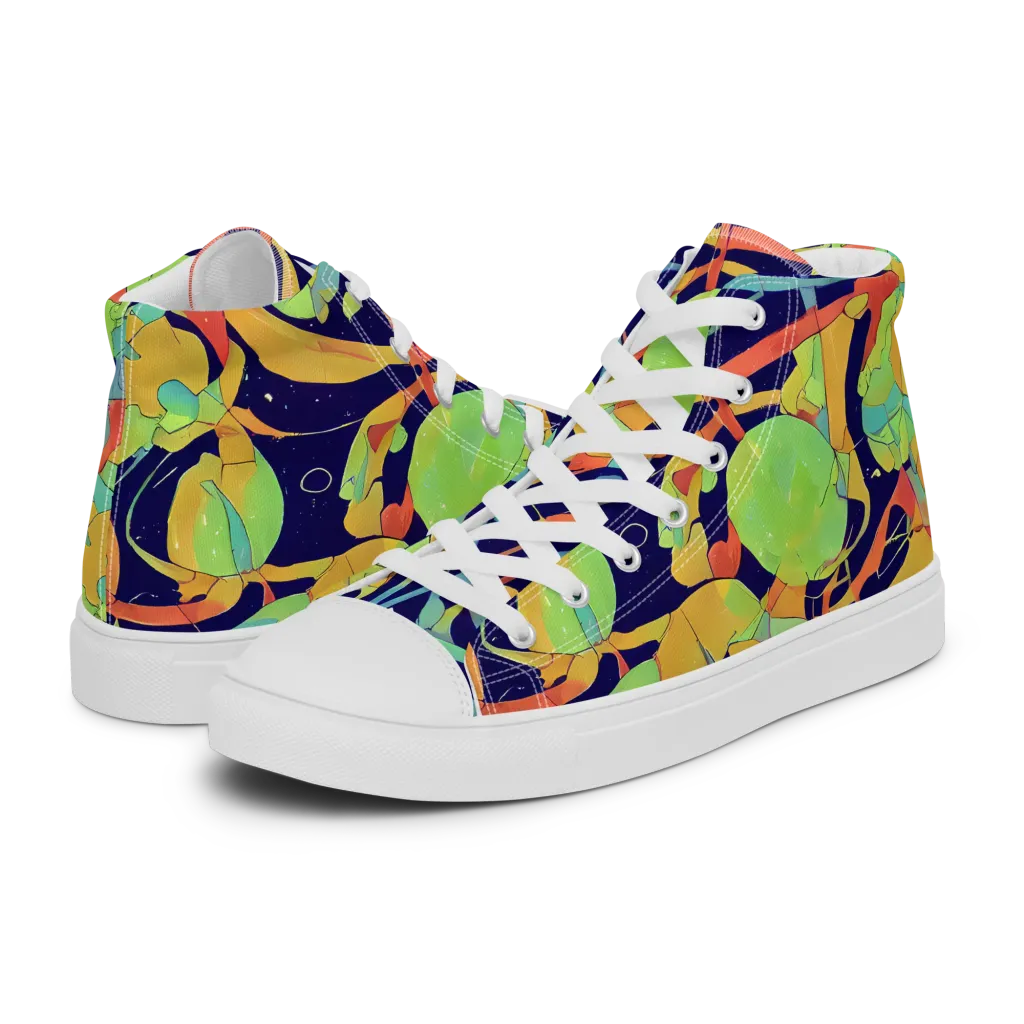 Solar Fronds on Women's High Top Canvas Shoes — Left
