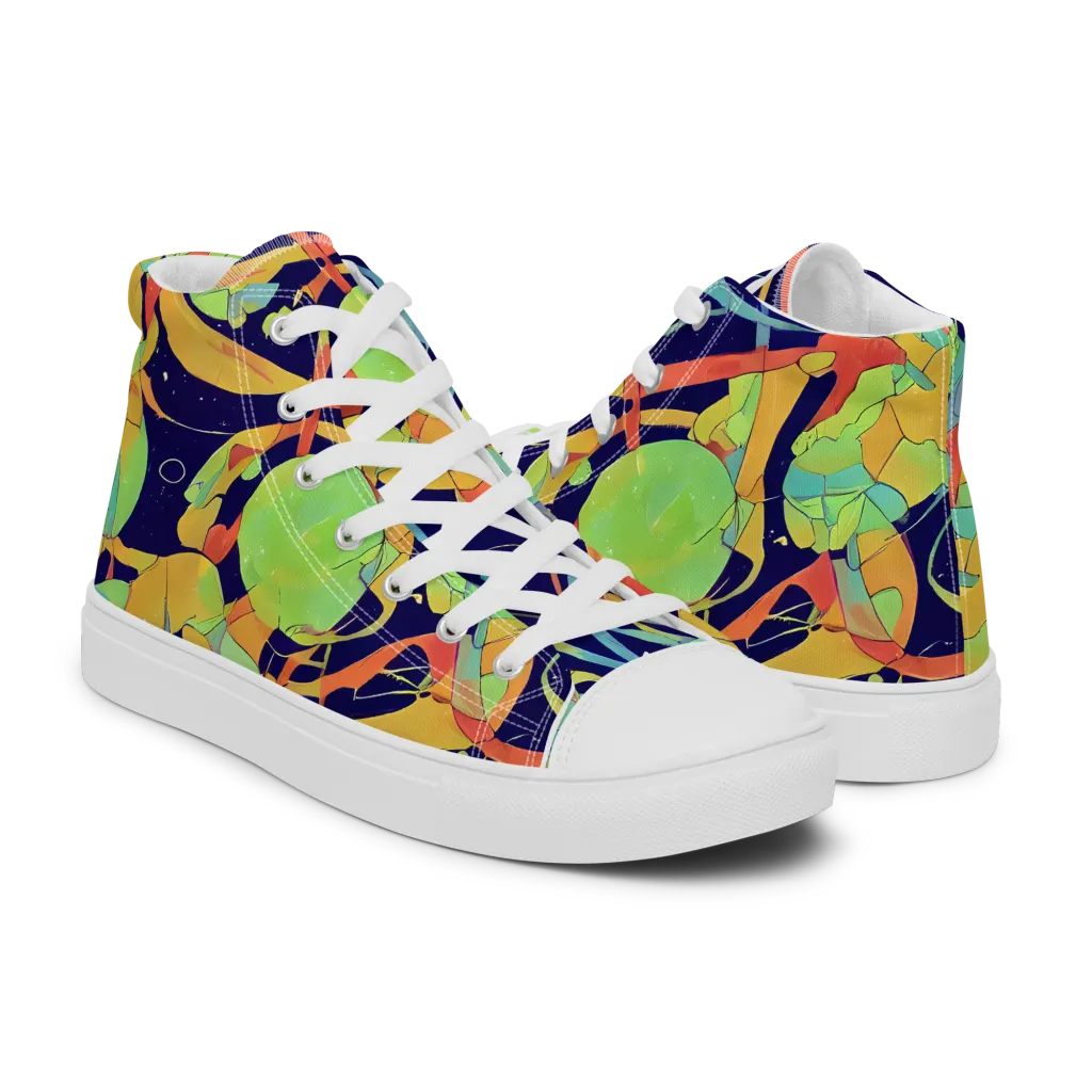 Solar Fronds on Women's High Top Canvas Shoes — Right