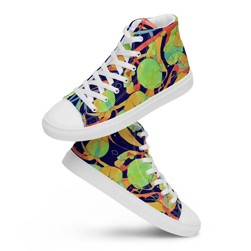 Solar Fronds on Women's High Top Canvas Shoes — Front
