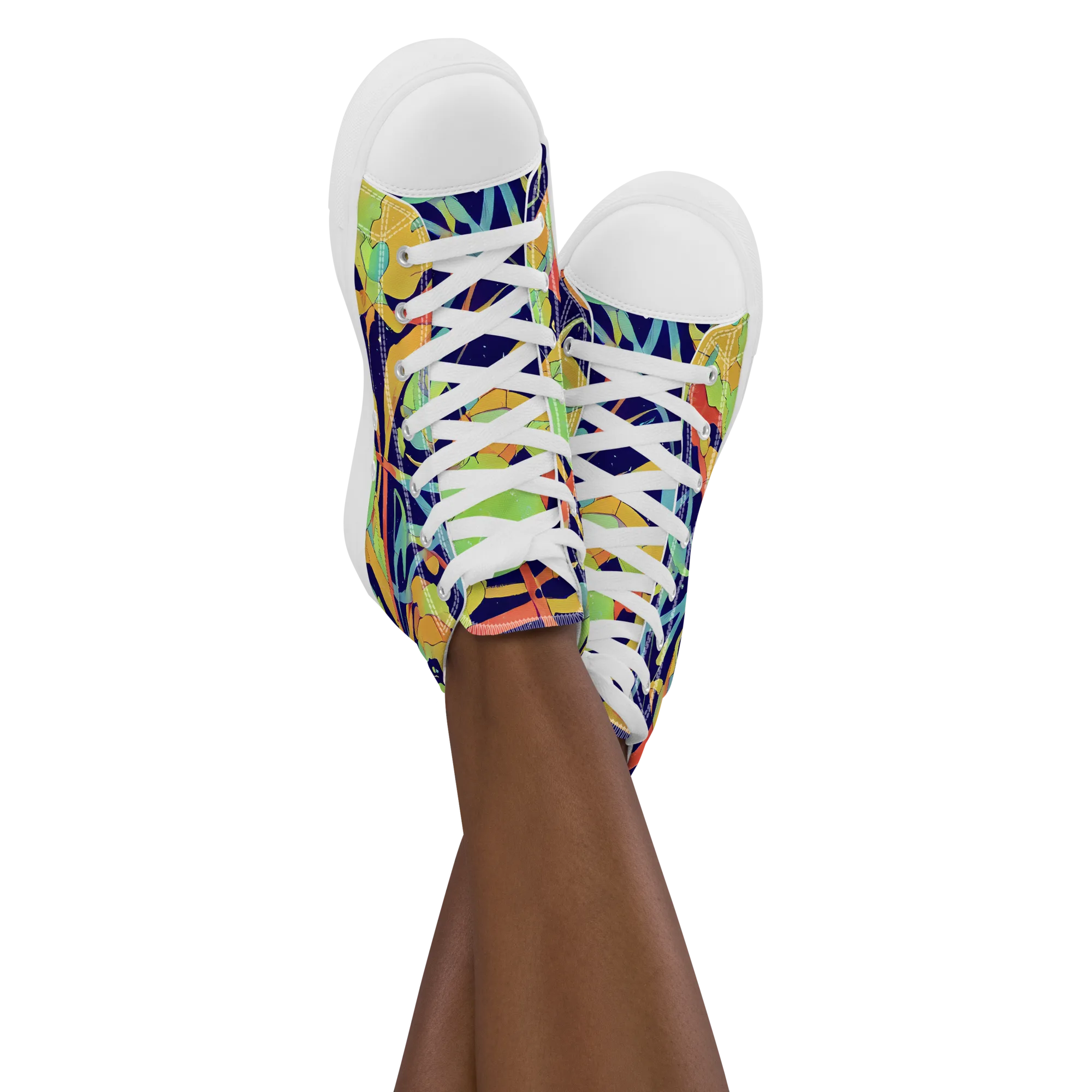Solar Fronds on Women's High Top Canvas Shoes — Front
