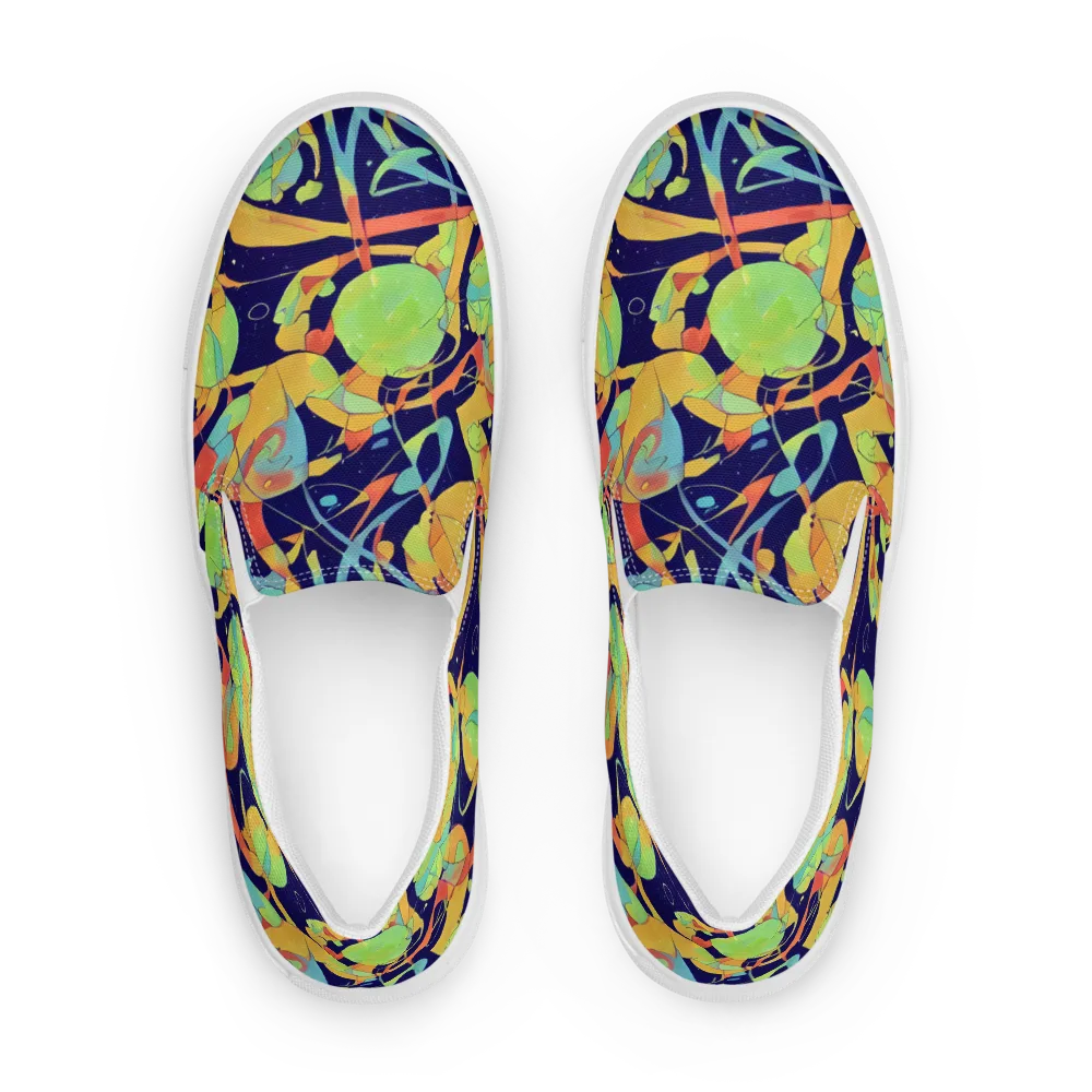 Solar Fronds on Men's Slip-On Canvas Shoes — Front