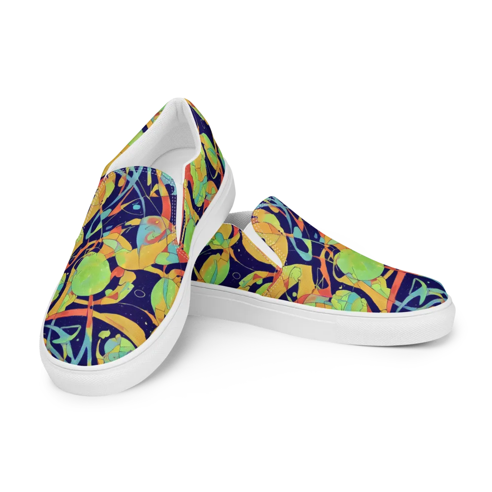 Solar Fronds on Men's Slip-On Canvas Shoes — Left Front