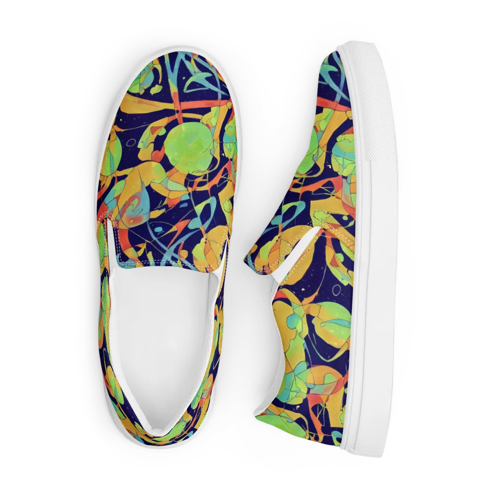 Solar Fronds on Men's Slip-On Canvas Shoes — Front