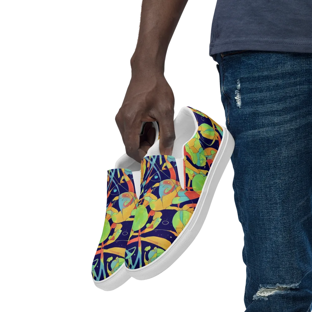 Solar Fronds on Men's Slip-On Canvas Shoes — Left Front