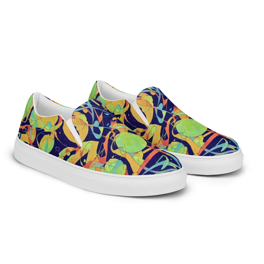 Solar Fronds on Women's Slip-On Canvas Shoes — Right Front