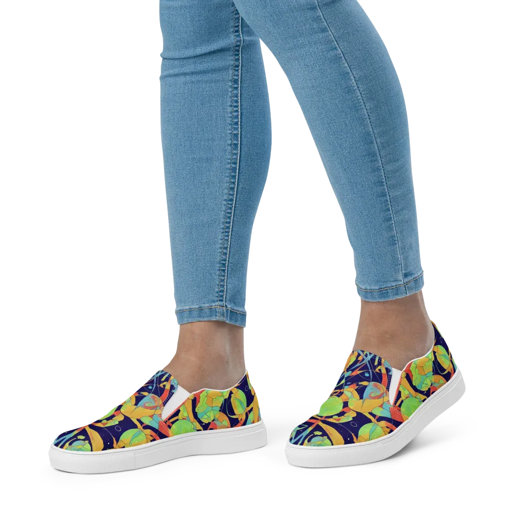 Solar Fronds on Women's Slip-On Canvas Shoes — Front