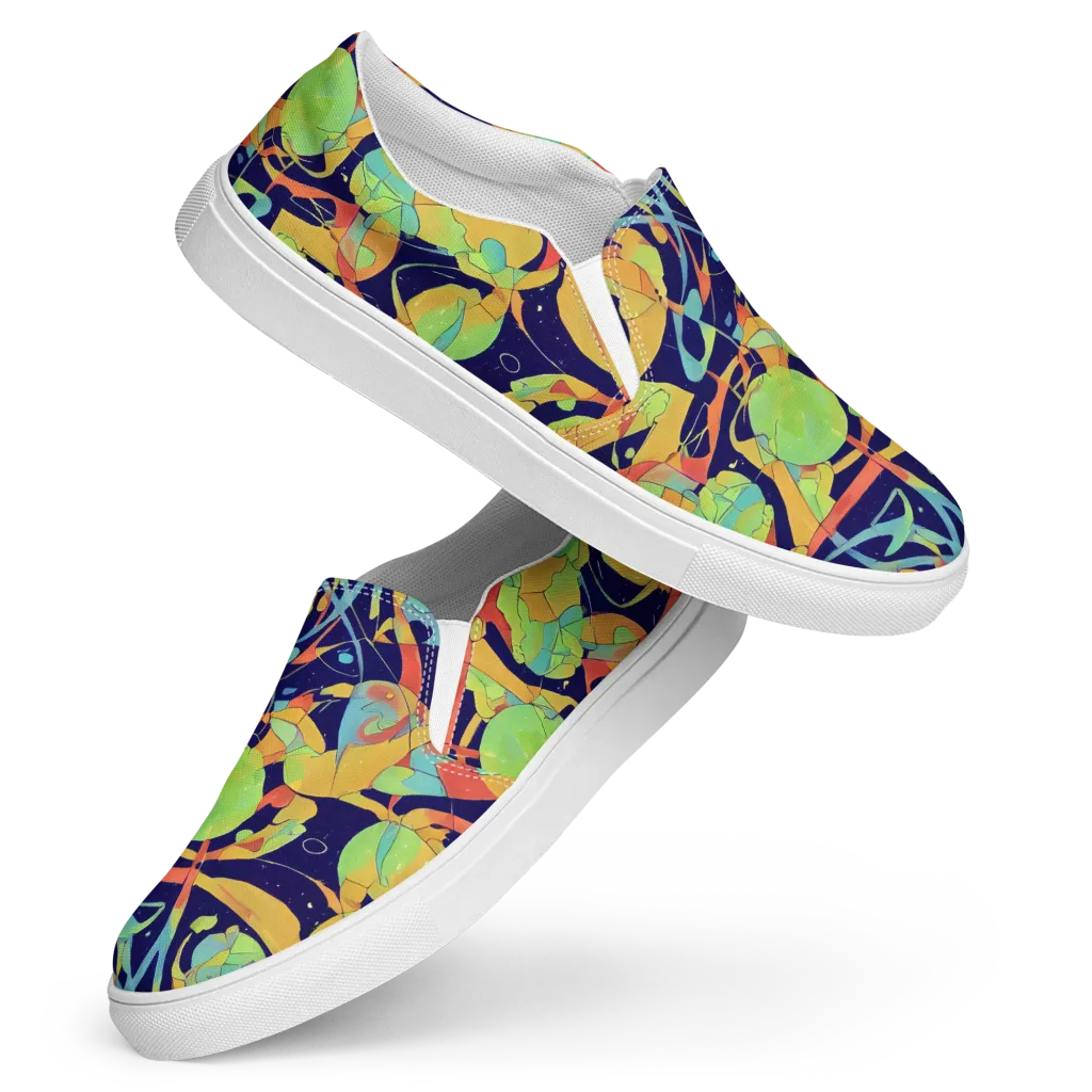 Solar Fronds on Women's Slip-On Canvas Shoes — Front