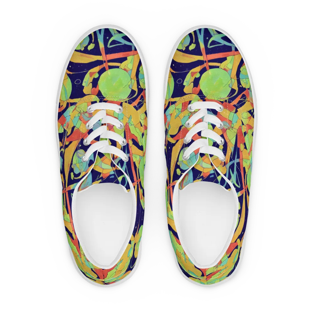 Solar Fronds on Men's Lace-Up Canvas Shoes — Front