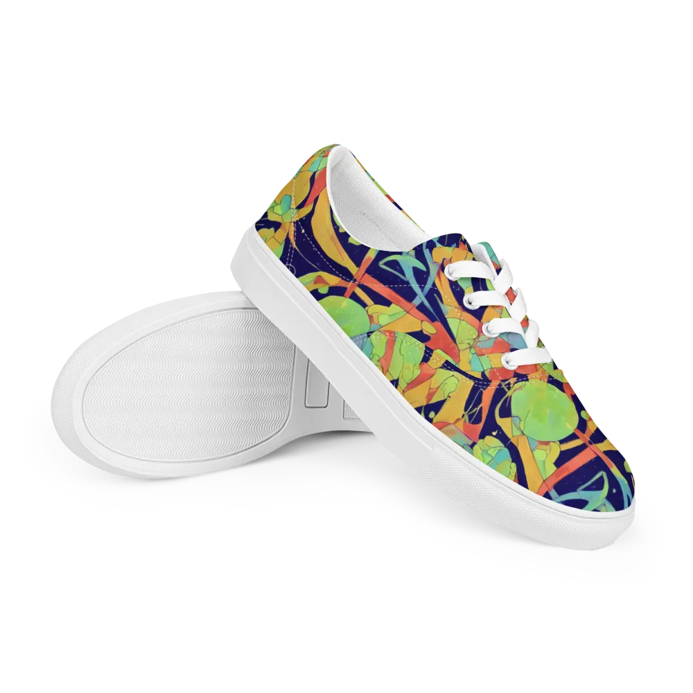 Solar Fronds on Men's Lace-Up Canvas Shoes — Right Front