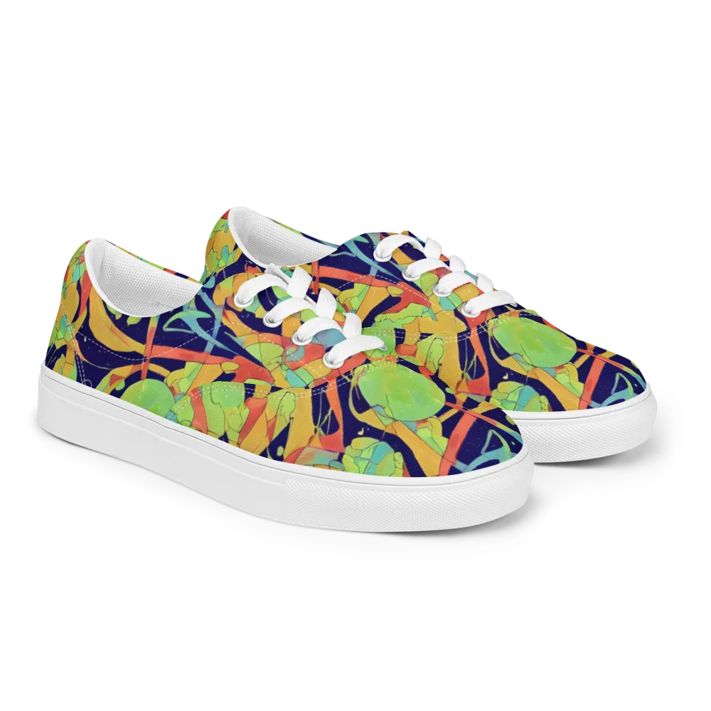 Solar Fronds on Men's Lace-Up Canvas Shoes — Right Front