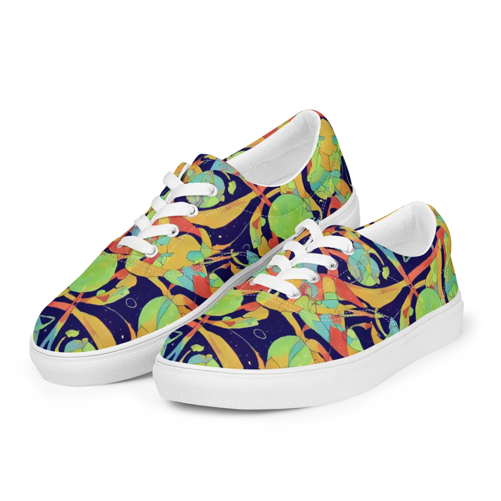 Solar Fronds on Men's Lace-Up Canvas Shoes — Left Front