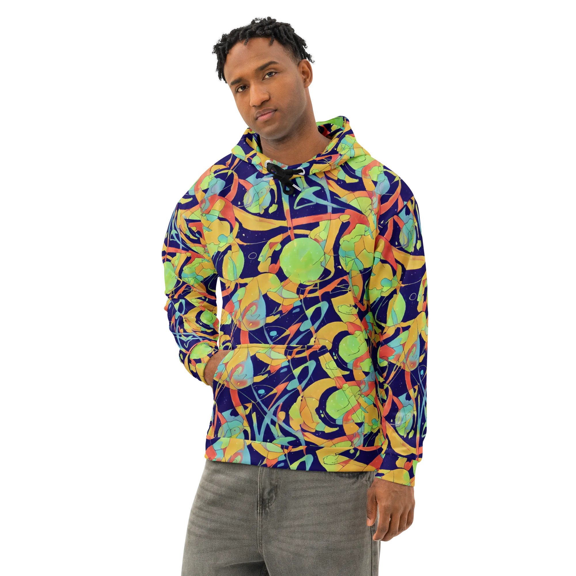 Solar Fronds on Cotton Hoodie — Left Front