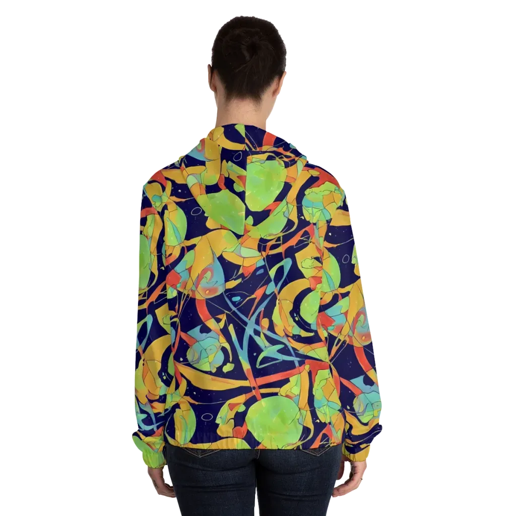 Solar Fronds on Women's Full-Zip Hoodie — Back On Person